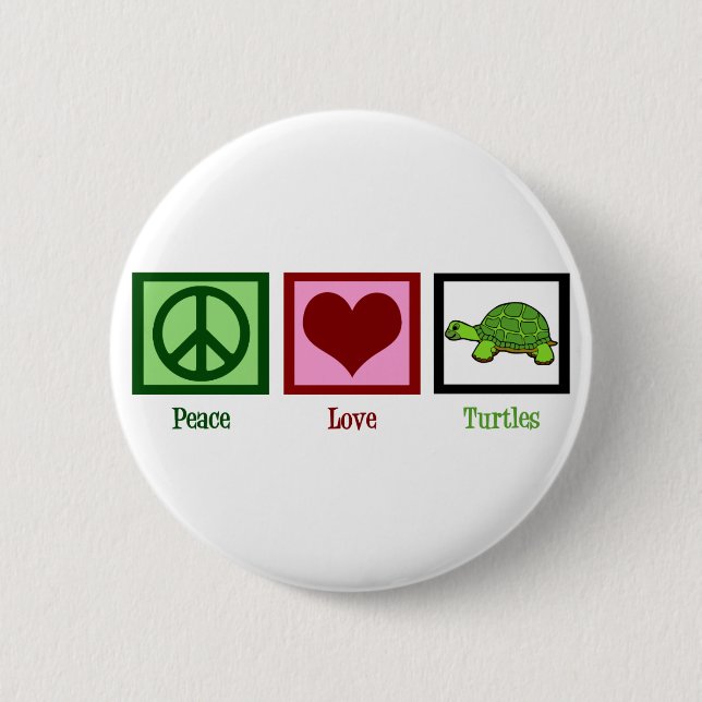 Chapa Redonda De 5 Cm Peace Love Turtles (Anverso)