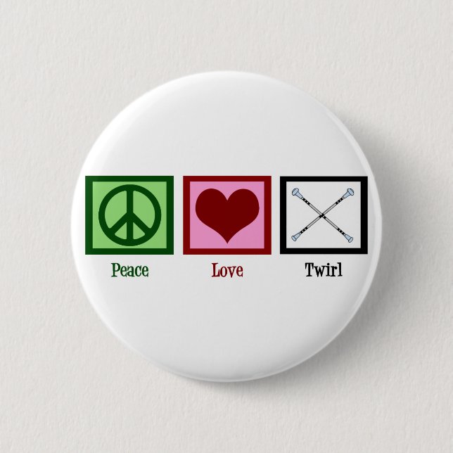 Chapa Redonda De 5 Cm Peace Love Twirl (Anverso)