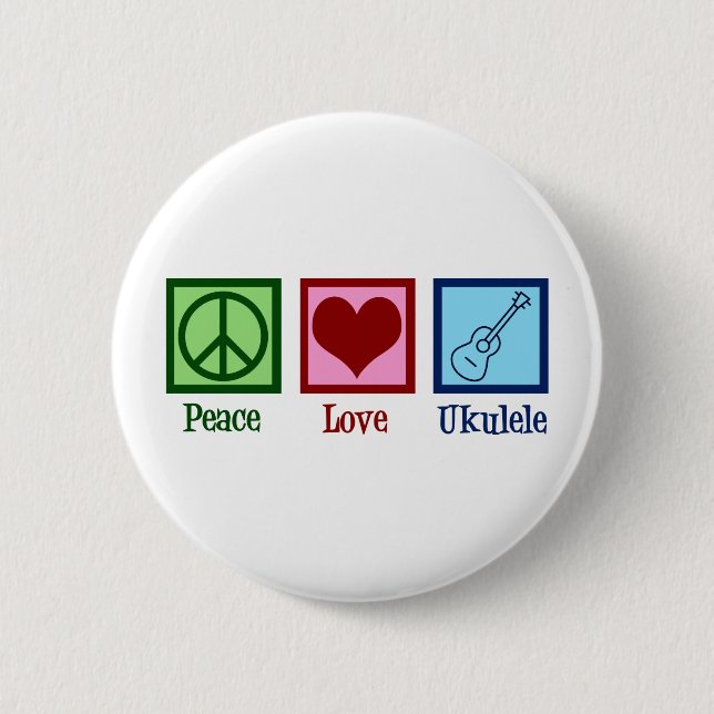 Chapa Redonda De 5 Cm Peace Love Ukulele (Anverso)