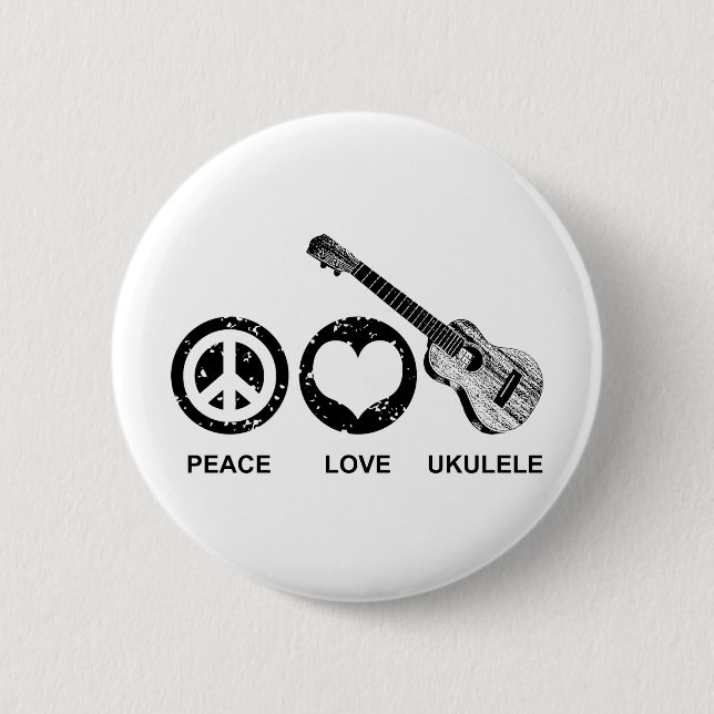 Chapa Redonda De 5 Cm Peace Love Ukulele (Anverso)