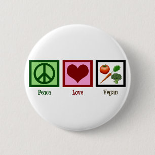Chapa Redonda De 5 Cm Peace Love Vegan
