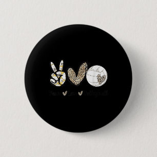 Chapa Redonda De 5 Cm Peace Love Volleyball Mom Leopard Print Cheetah Pa