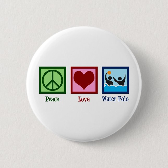 Chapa Redonda De 5 Cm Peace Love Water Polo (Anverso)