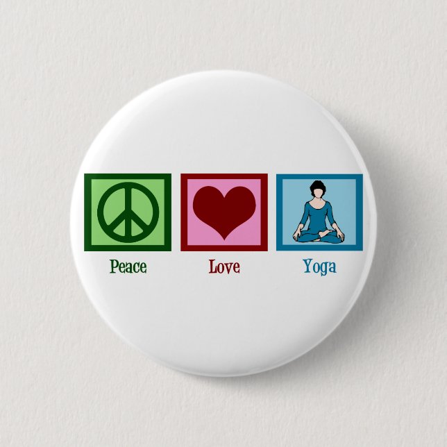 Chapa Redonda De 5 Cm Peace Love Yoga (Anverso)