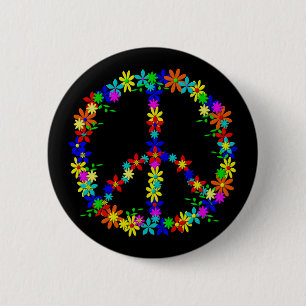 Chapa Redonda De 5 Cm Peace símbolo Flower Power