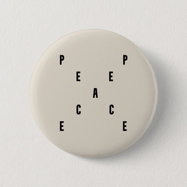 Chapa Redonda De 5 Cm Peace Typography (Anverso)