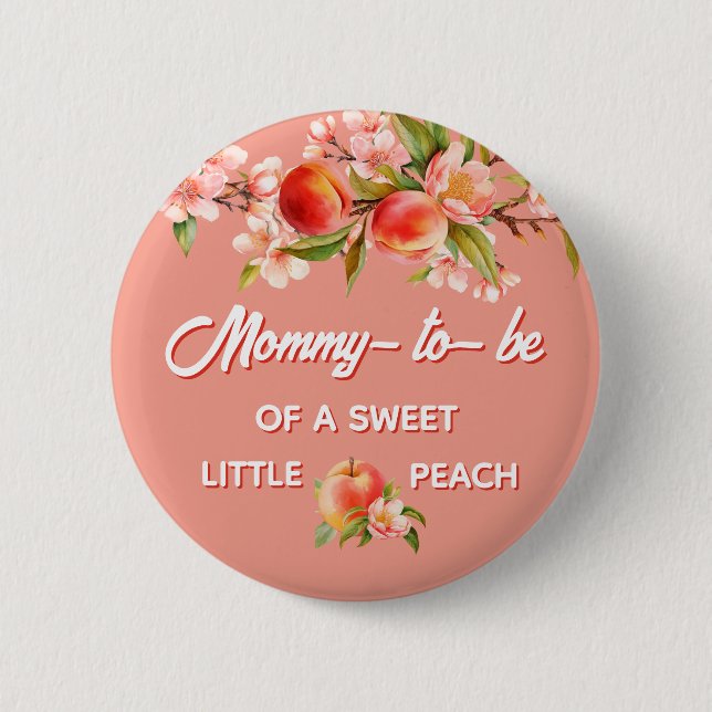 Chapa Redonda De 5 Cm Peach Baby Shower Family Mom (Anverso)