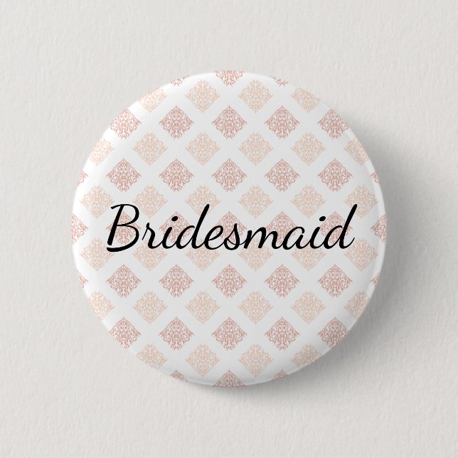 Chapa Redonda De 5 Cm Peach Rubor Damask Bridesmaid (Anverso)