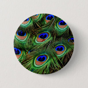 Chapa Redonda De 5 Cm Peacock Feathers