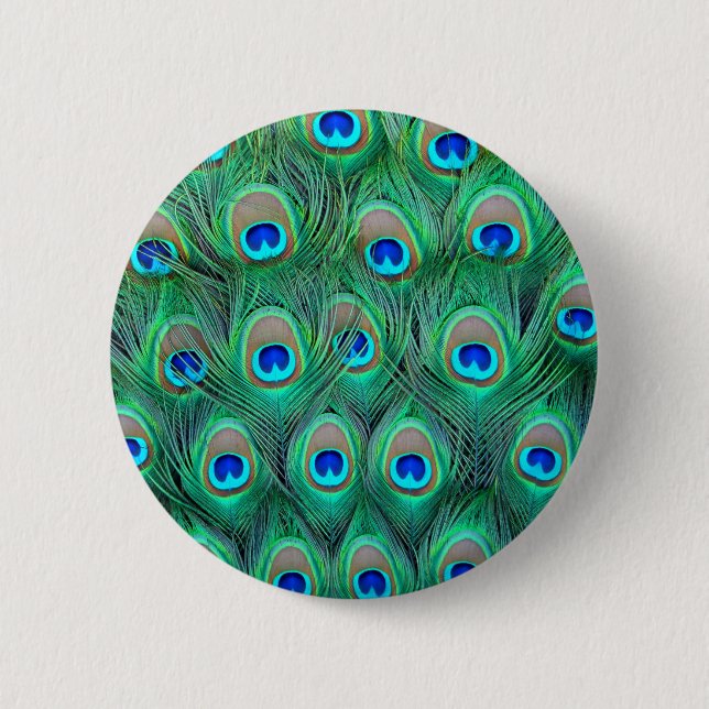 Chapa Redonda De 5 Cm Peacock Feathers (Anverso)