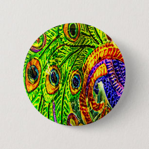 Chapa Redonda De 5 Cm Peacock Feathers