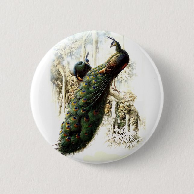 Chapa Redonda De 5 Cm Peacocks en reposo (Anverso)