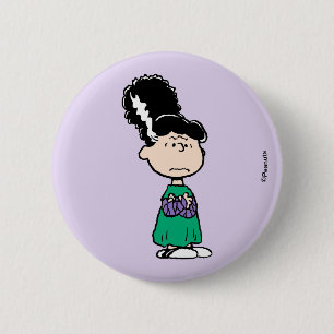 Chapa Redonda De 5 Cm Peanuts Lucy Novia de Frankenstein Halloween