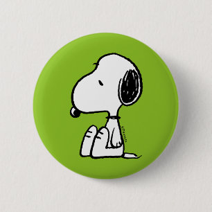 Chapa Redonda De 5 Cm Peanuts   Snoopy Looking Down