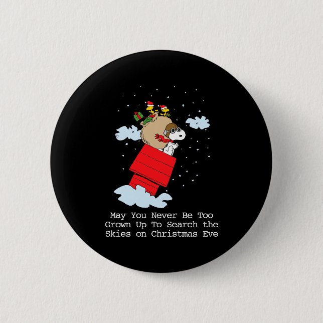 Chapa Redonda De 5 Cm Peanuts The Flying Ace At Christmas  (Anverso)