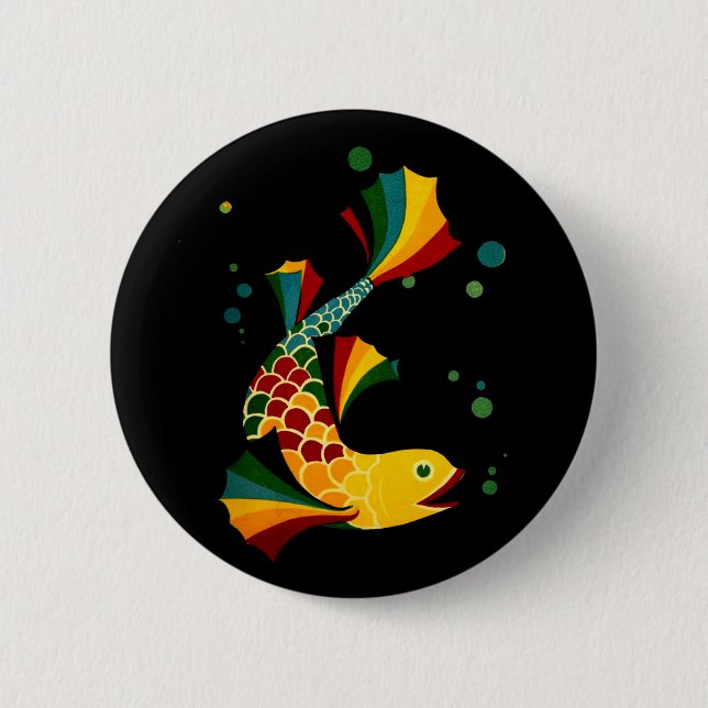 Chapa Redonda De 5 Cm peces coloridos ‘n burbujas (Anverso)