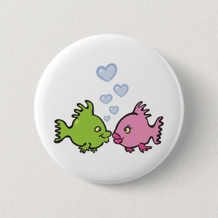 Chapa Redonda De 5 Cm Peces enamorados San Valentín
