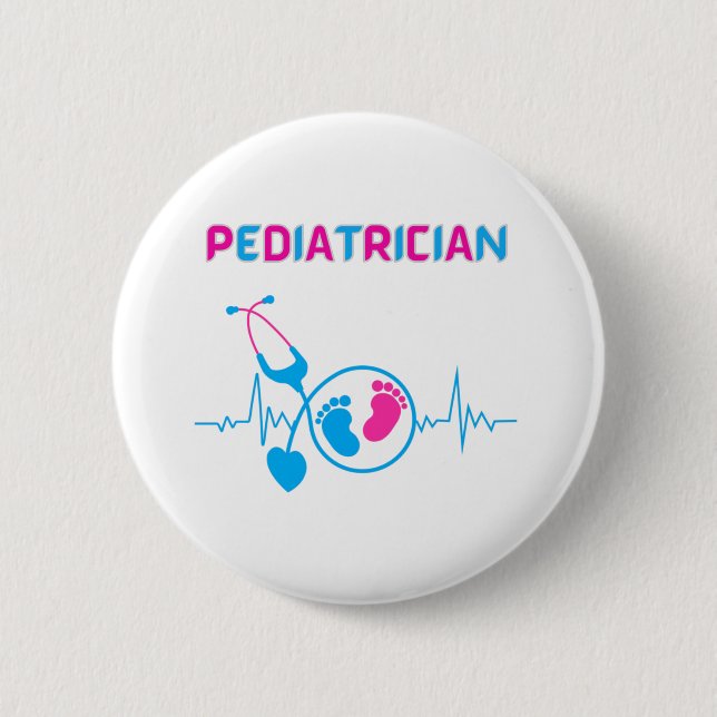 Chapa Redonda De 5 Cm Pediatra, médica pediatra, médica infantil, (Anverso)