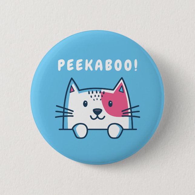 Chapa Redonda De 5 Cm Peekaboo Cat (Anverso)