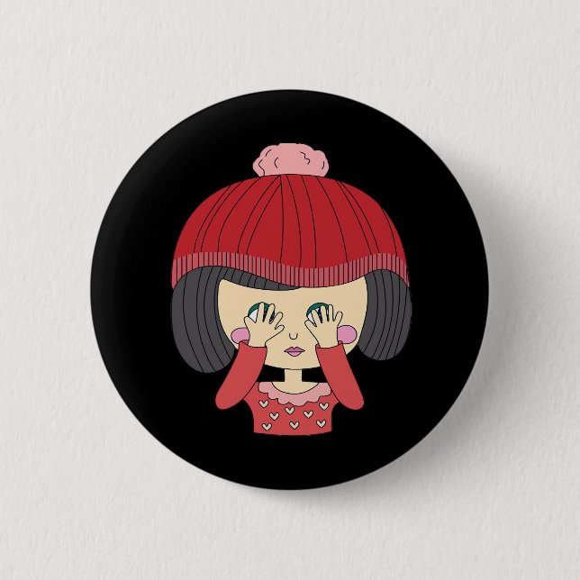 Chapa Redonda De 5 Cm Peekaboo Chica Sloth Design (Anverso)