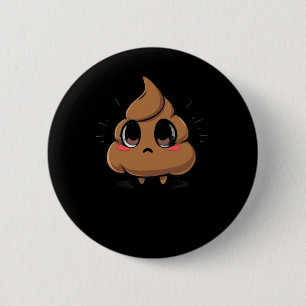 Chapa Redonda De 5 Cm Pegatina Chibi de Emoji de poop