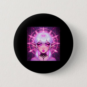 Chapa Redonda De 5 Cm Pegatina Chica de Magic Fantasy Elf Anime