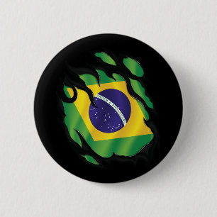 Chapa Redonda De 5 Cm Pegatina clásica de bandera desgarrada de Brasil r