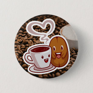 Chapa Redonda De 5 Cm Pegatina de agradecimiento de café estilo frijoles