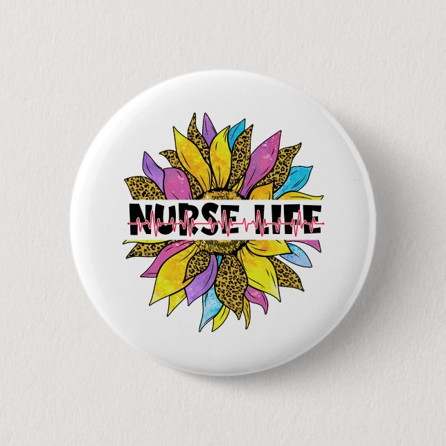 Chapa Redonda De 5 Cm Pegatina de Enfermería (Anverso)