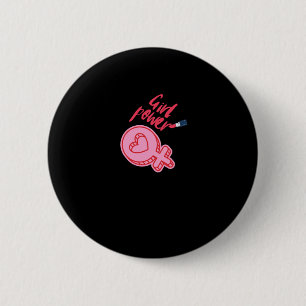 Chapa Redonda De 5 Cm Pegatina feminista chica Power Pink