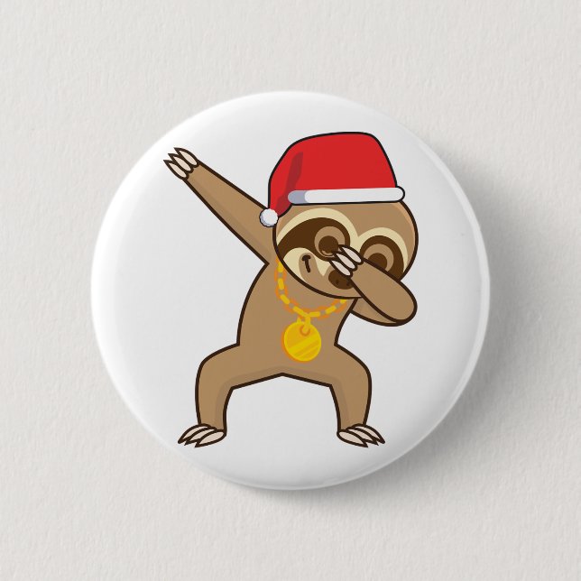 Chapa Redonda De 5 Cm Pegatina Sloth Dab (Anverso)