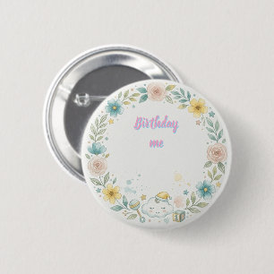 Chapa Redonda De 5 Cm Pegatinas de cumpleaños elegantes con flores en ac