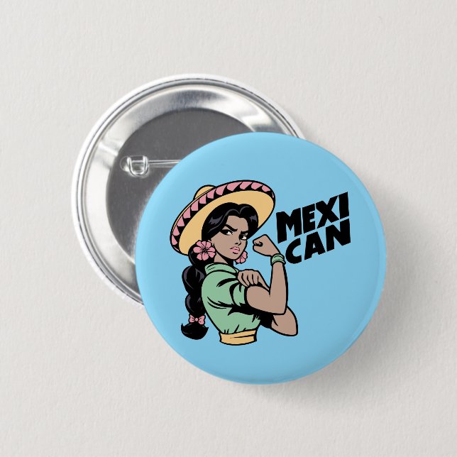 Chapa Redonda De 5 Cm Pegatinas de MexiCAN (Anverso y reverso)
