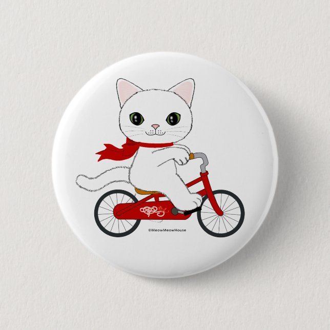 Chapa Redonda De 5 Cm Peko el gato blanco (Anverso)