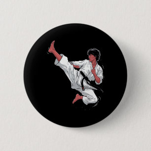 Chapa Redonda De 5 Cm Pelea de Karate del Cinturón Negro
