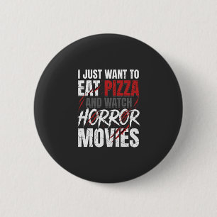Chapa Redonda De 5 Cm Películas de Terror de Pizza Diseño de Halloween_1
