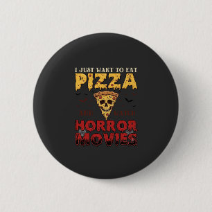 Chapa Redonda De 5 Cm Películas de terror de pizza Halloween Calavera Mu