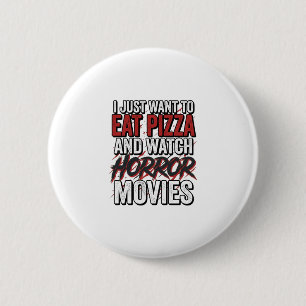 Chapa Redonda De 5 Cm Películas de terror de pizza tipografía vintage de