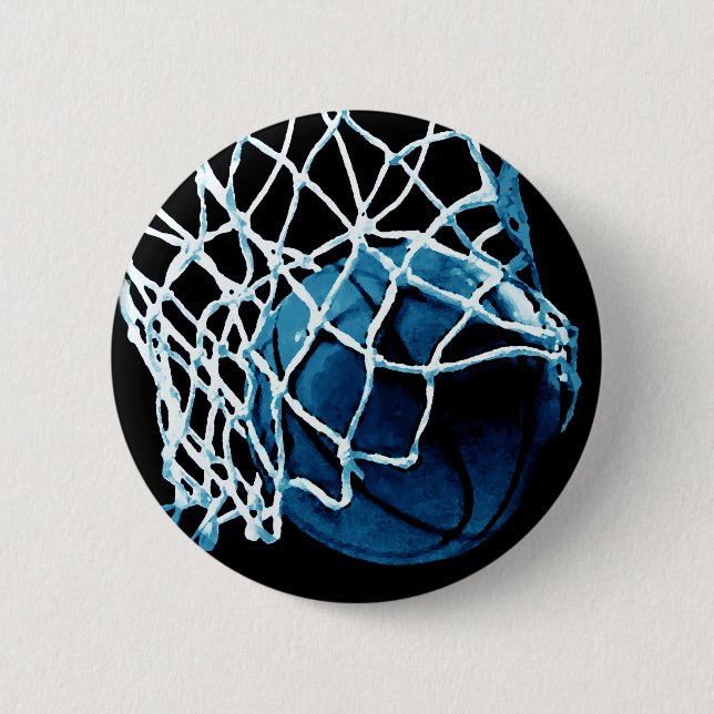 Chapa Redonda De 5 Cm pelota de baloncesto azul (Anverso)