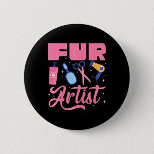 Chapa Redonda De 5 Cm Peluquero Artista Canino Cuidado Mascota Perro Cui