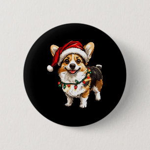 Chapa Redonda De 5 Cm Pembroke Welsh Corgi Santa Christmas Tree Luces X