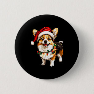 Chapa Redonda De 5 Cm Pembroke Welsh Corgi Santa Luces Árbol de Navidad 
