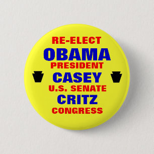 Chapa Redonda De 5 Cm Pennsylvania para Obama Casey Critz