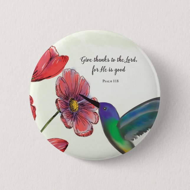 Chapa Redonda De 5 Cm Pensamiento religioso de tus flores con Hummingbir (Anverso)