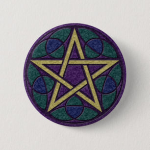 Chapa Redonda De 5 Cm Pentáculo púrpura Triquetra