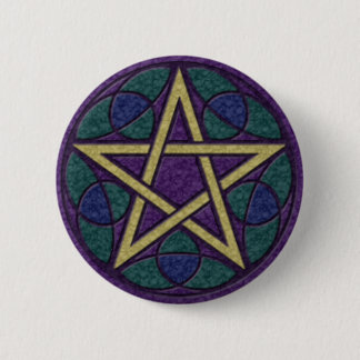 Chapa Redonda De 5 Cm Pentáculo púrpura Triquetra