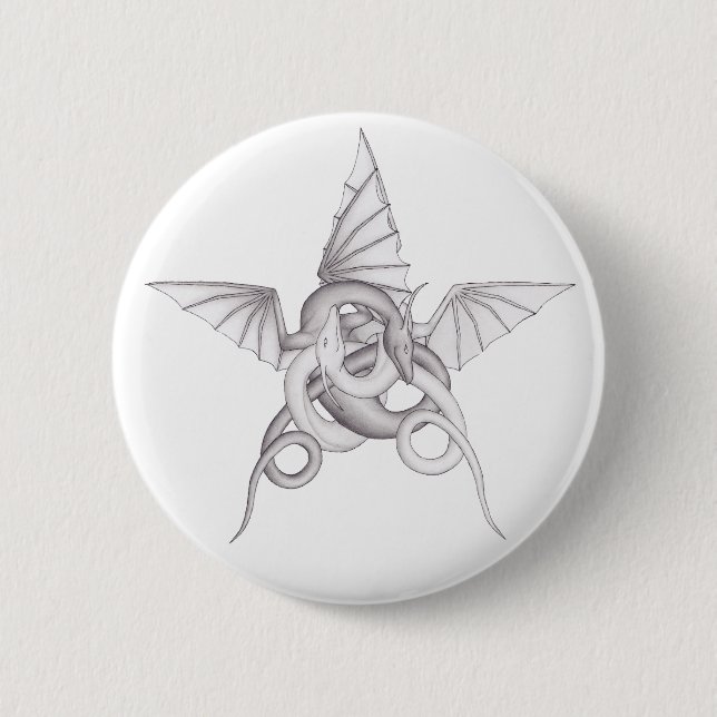 Chapa Redonda De 5 Cm Pentagram del dragón (Anverso)