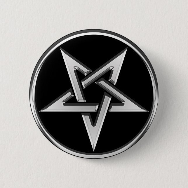Chapa Redonda De 5 Cm Pentagram invertido plata (Anverso)