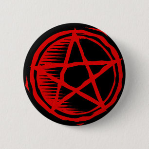 Chapa Redonda De 5 Cm Pentagram rojo