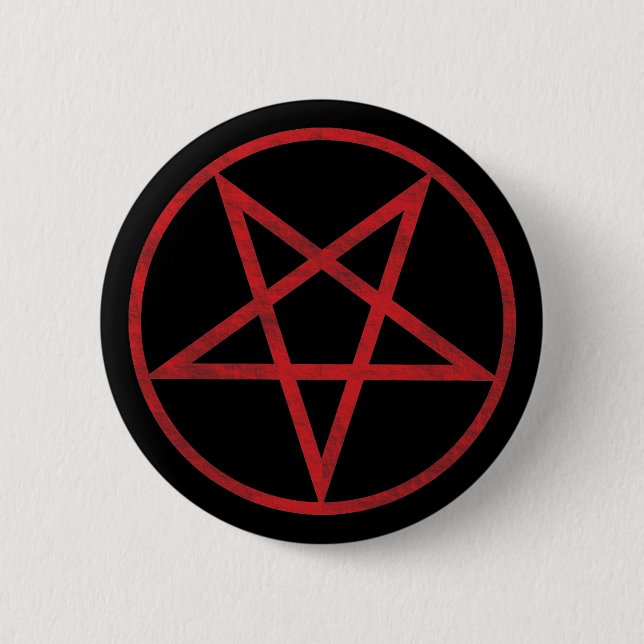 Chapa Redonda De 5 Cm Pentagram rojo (Anverso)